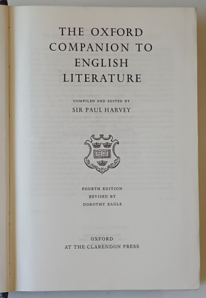 THE OXFORD COMPANION TO ENGLISH LITERATURE by SIR PAUL HARVEY , 1975