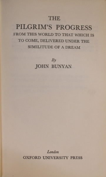 THE PILGRIM 'S PROGRESS by JOHN BUNYAN , 1963