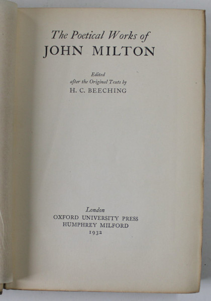 THE POETICAL WORKS OF JOHN MILTON , 1932