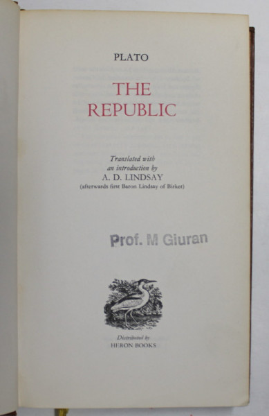 THE REPUBLIC by PLATO , 1970