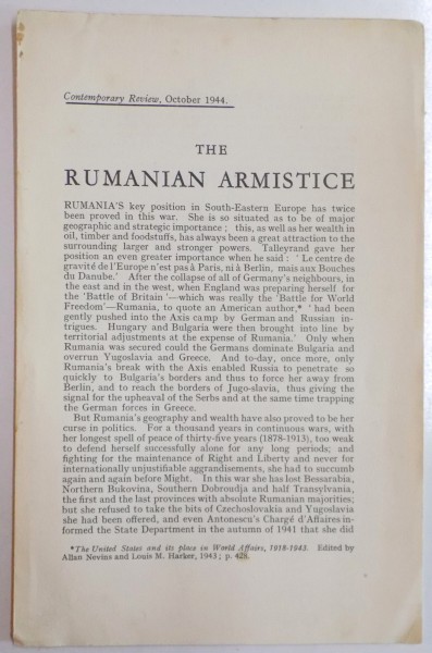 THE RUMANIAN ARMISTICE 1944
