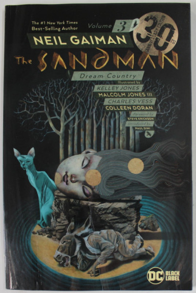 THE SANDMAN : DREAM COUNTRY by NEIL GAIMAN , illustrated KELLEY JONES ...CHARLES VESS , VOLUME 3 , 2018, COPERTA CU URME DE INDOIRE