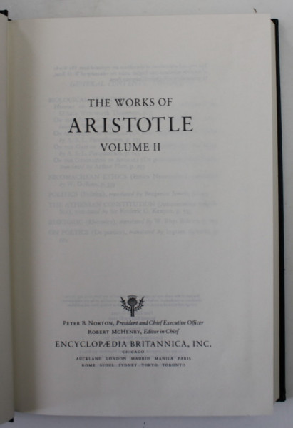 THE WORKS OF ARISTOTLE , VOLUME II , 1994