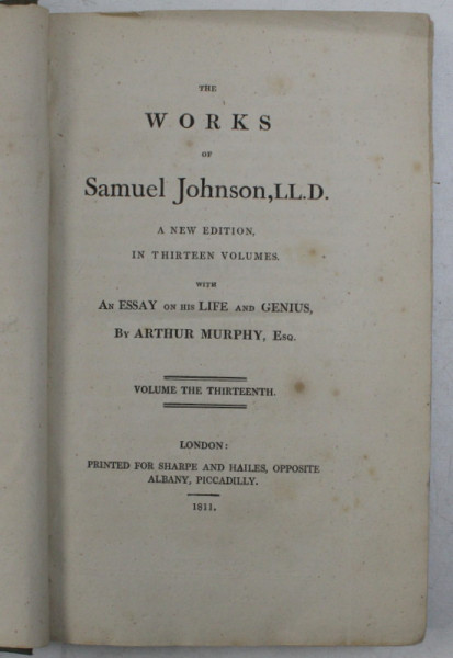 THE WORKS OF SAMUEL JOHNSON , VOLUM XIII , 1811