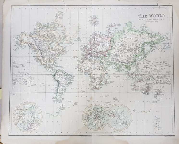 THE WORLD ON MERCATOR 'S PROJECTION by G.H. SWANSTON , HARTA , SECOLUL XIX