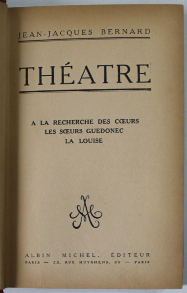 THEATRE par JEAN - JACQUES BERNARD , 1932