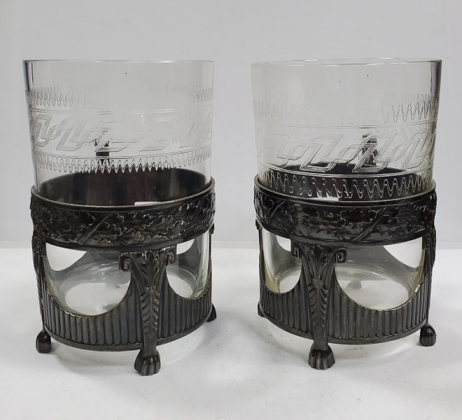 Theodor Radivon, Pereche de suporturi WMF cu pahare din cristal, Grmania, cca. 1906