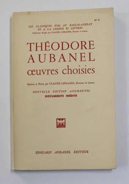 THEODORE AUBANEL - OEUVRES CHOISIES , 1961