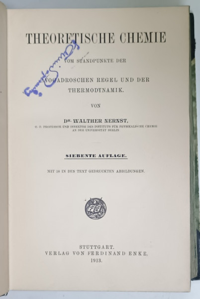 THEORETISCHE CHEMIE ...von Dr. WALTHER NERNST , 1913