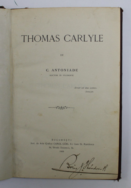 THOMAS CARLYLE de C. ANTONIADE   1909
