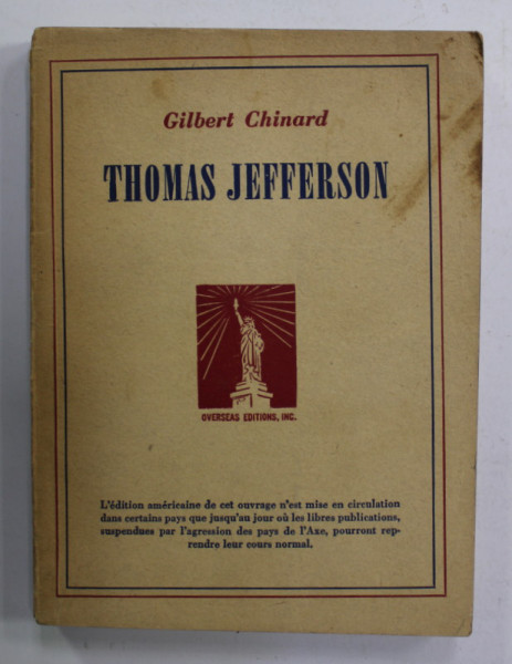 THOMAS JEFFERSON par GILBERT CHINARD , 1939,