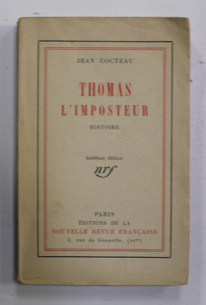 THOMAS L 'IMPOSTEUR - HISTORIE par JEAN COCTEAU , 1923