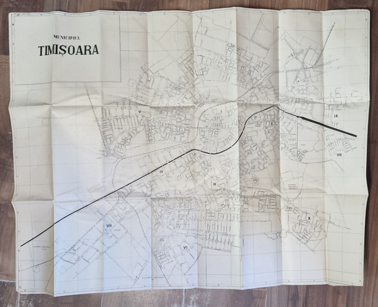 TIMISOARA , HARTA ORASULUI CU GHIDUL STRAZILOR PE VERSO , ANII ' 70 - ' 80