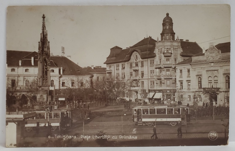 TIMISOARA , PIATA LIBERTATII CU PRIMARIA , FOTO UNION BUC. , FORMAT CARTE POSTALA , ANII '30