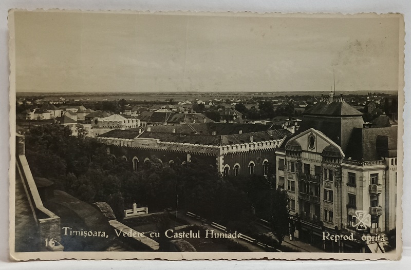 TIMISOARA , VEDERE CU CASTELUL HUNIADE , ANII '40 , STAMPILATA DE CENZURA TIMISOARA  PE VERSO