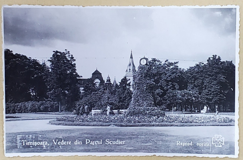 TIMISOARA , VEDRE DIN PARCUL SCUDIER , FOTOGRAFIE TIP CARTE POSTALA , 1942