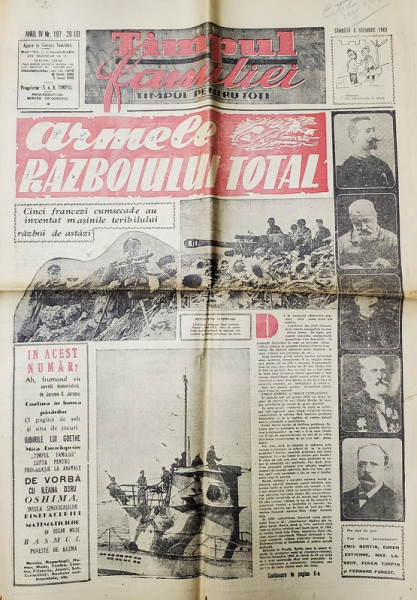 ' TIMPUL FAMILIEI ' , ZIAR , ANUL IV , NR. 197 , SAMBATA 6 NOIEMBRIE ,  1943