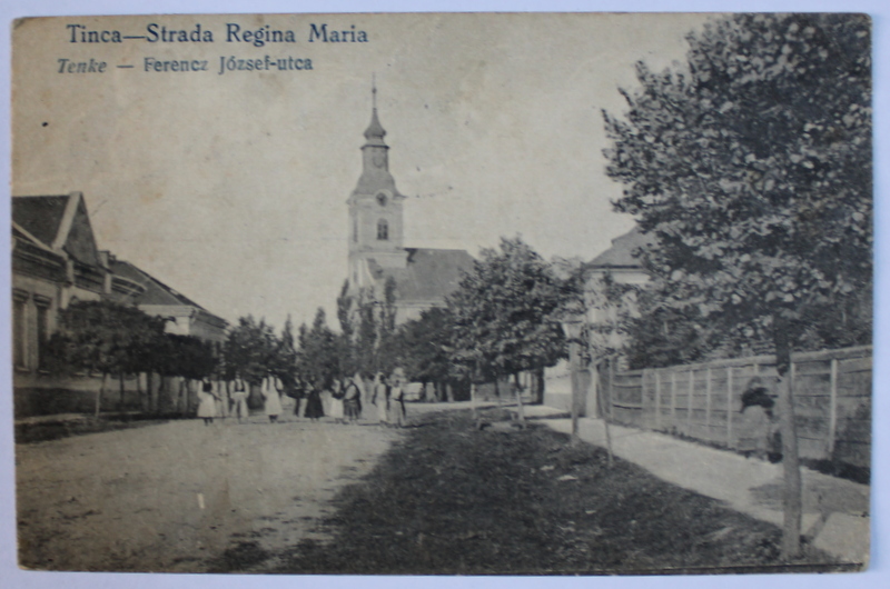 TINCA - STRADA REGINA MARIA , CARTE POSTALA ILUSTRATA , MONOCROMA, CIRCULATA , DATATA 1923