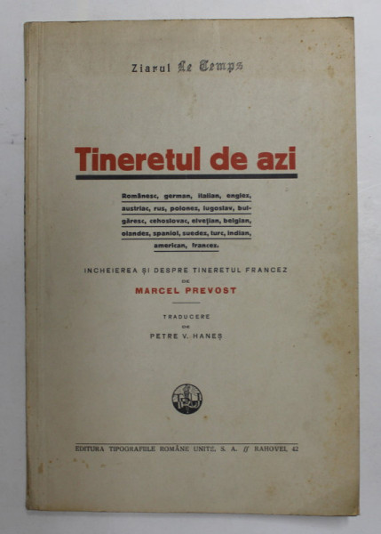 TINERETUL DE AZI de MARCEL PREVOST