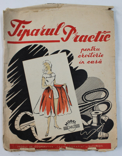 TIPARUL PRACTIC - PENTRU O CROITORIE IN CASA , MODEL 362 - FUSTA LARGA DE PLAJE CU BLUZA  , ANII '50