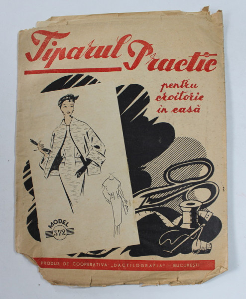 TIPARUL PRACTIC - PENTRU O CROITORIE IN CASA , MODEL 372  - ROCHIE , BLUZA SI JACHETA DIN ACELAS MATERIAL , ANII ' 60