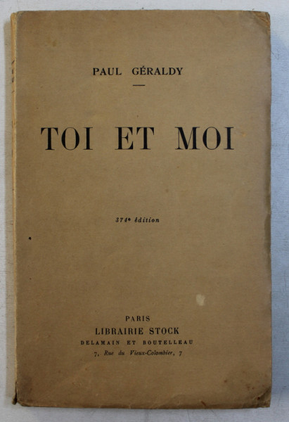 TOI ET MOI par PAUL GERALDY , 1928