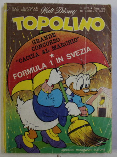 TOPOLINO , SETTIMANALE SPED ABB. GR. 2/70 , NR. 177 , 1978