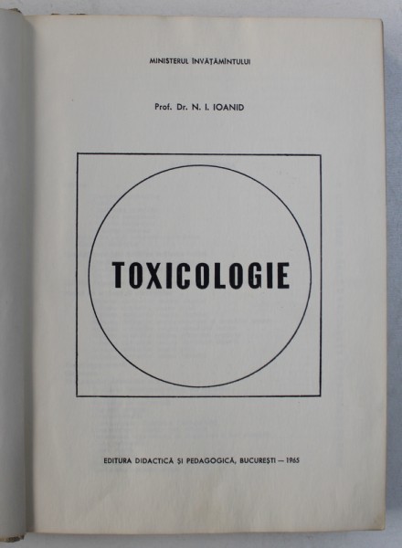 TOXICOLOGIE de N . I. IOANID , 1965