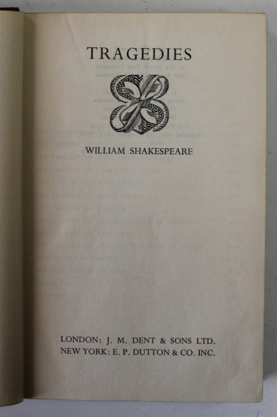 TRAGEDIES by WILLIAM SHAKESPEARE , 1935