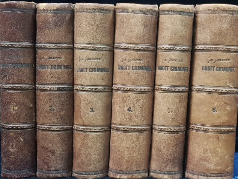 TRAITE DE DROIT CRIMINEL par ACHILLE-FRANCOIS LE SELLYER, 6 VOL. - PARIS, 1844