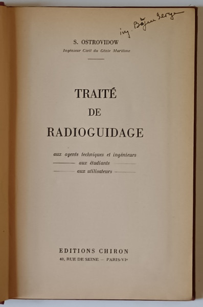 TRAITE DE RADIOGUIDAGE par S. OSTROVIDOW , 1950