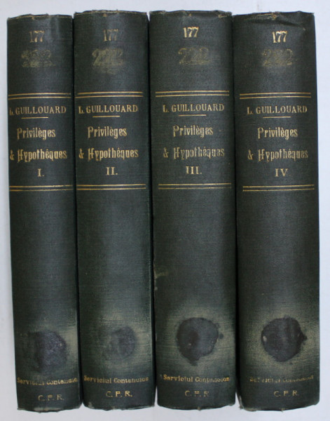 TRAITE DES PRIVILEGES & HYPOTHEQUES TOM I - IV par L. GUILLOUARD , 1900