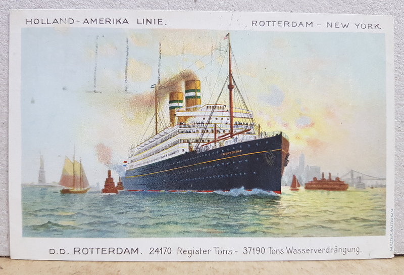 TRANSATLANTICUL  ' ROTTERDAM ' , REPRODUCERE DUPA PICTURA , CARTE POSTALA ILUSTRATA , POLICROMA, CIRCULATA , DATATA 1927