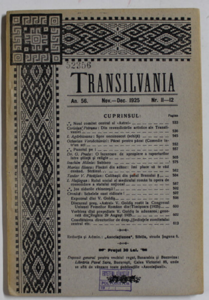 TRANSILVANIA , NR. 11 -12  , 1925