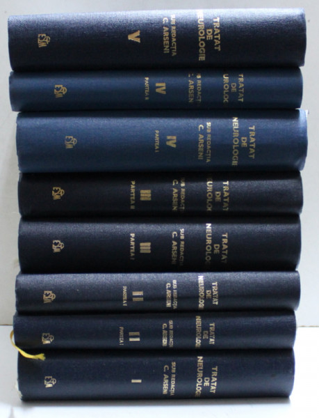 TRATAT DE NEUROLOGIE VOL. I - V (8 CARTI) de C. ARSENI , 1979 , TREI VOLUME PREZINTA SUBLINIERI SI INSEMNARI