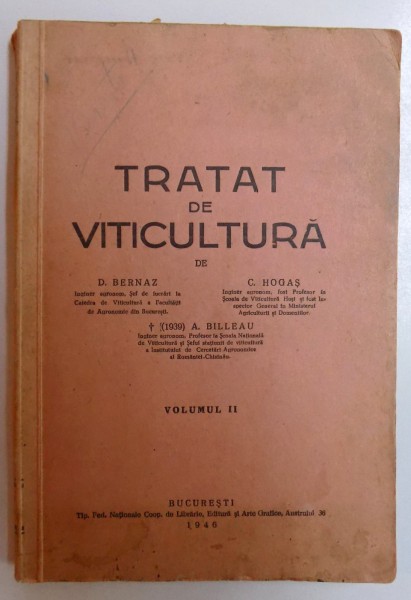TRATAT DE VITICULTURA, VOL. II de D. BERNAZ, C. HOGAS , 1946