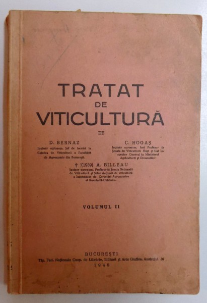 TRATAT DE VITICULTURA, VOL. II de D. BERNAZ, C. HOGAS , 1946