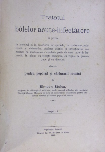 TRATATUL BOLELOR ACUTE-INFECTATOARE (SIBIU, 1891)