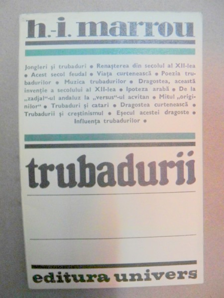 TRUBADURII-H.I. MARROU  BUCURESTI 1983