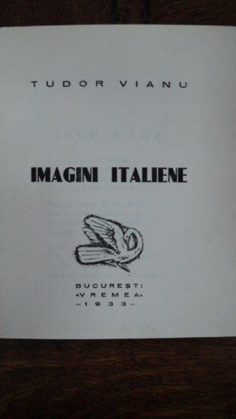 Tudor Vianu, Imagini italiene, Bucuresti 1933
