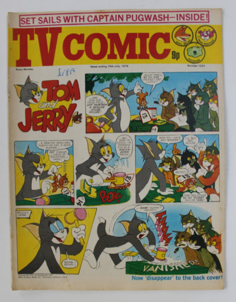 TV COMIC , REVISTA ENGLEZA PENTRU COPII , BENZI DESENATE , 19 JULY   , 1975