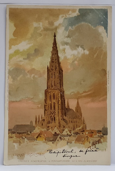 ULMER MUNSTER , CARTE POSTALA , DESEN , CROMOLITOGRAFIE , CLASICA