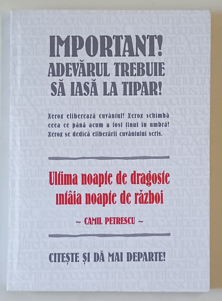 ULTIMA NOAPTE DE DRAGOSTE , INTAIA NOAPTE DE RAZBOI de CAMIL PETRESCU , 2005