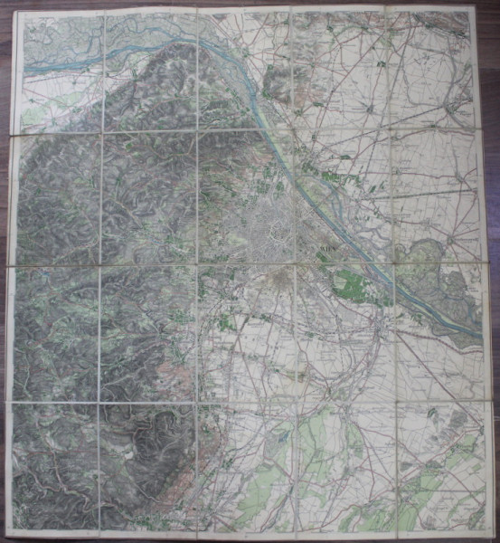 UMGEBUNGSKARTE von WIEN , HARTA  ZONA VIENEI SI VECINATATI  , SCARA 1 / 75.000 , SFARSIT DE SECOL XIX
