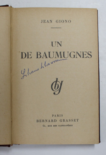 UN DE BAUMUGNES par JEAN GIONO , 1929
