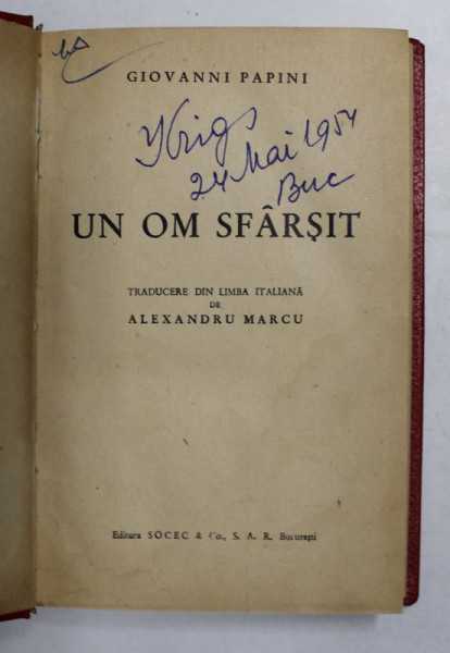 UN OM SFARSIT de GIOVANNI PAPINI , 1931