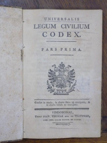 Universalis Legum Civilium Codex, Vindobonae 1786