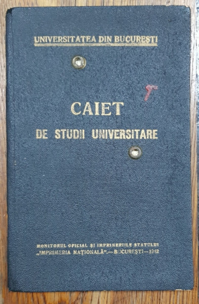 UNIVERSITATEA DIN BUCURESTI, CAIET DE STUDII UNIVERSITARE