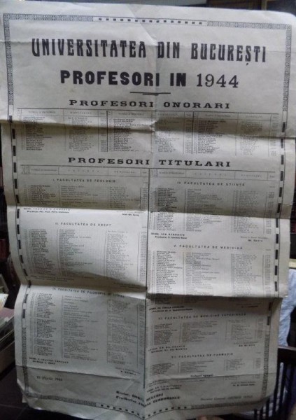 Universtatea din Bucuresti profesori universitari 1944