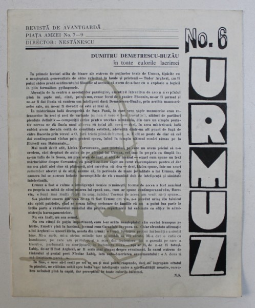 URMUZ  - REVISTA DE AVANTGARDA , NO . 6 , 1983